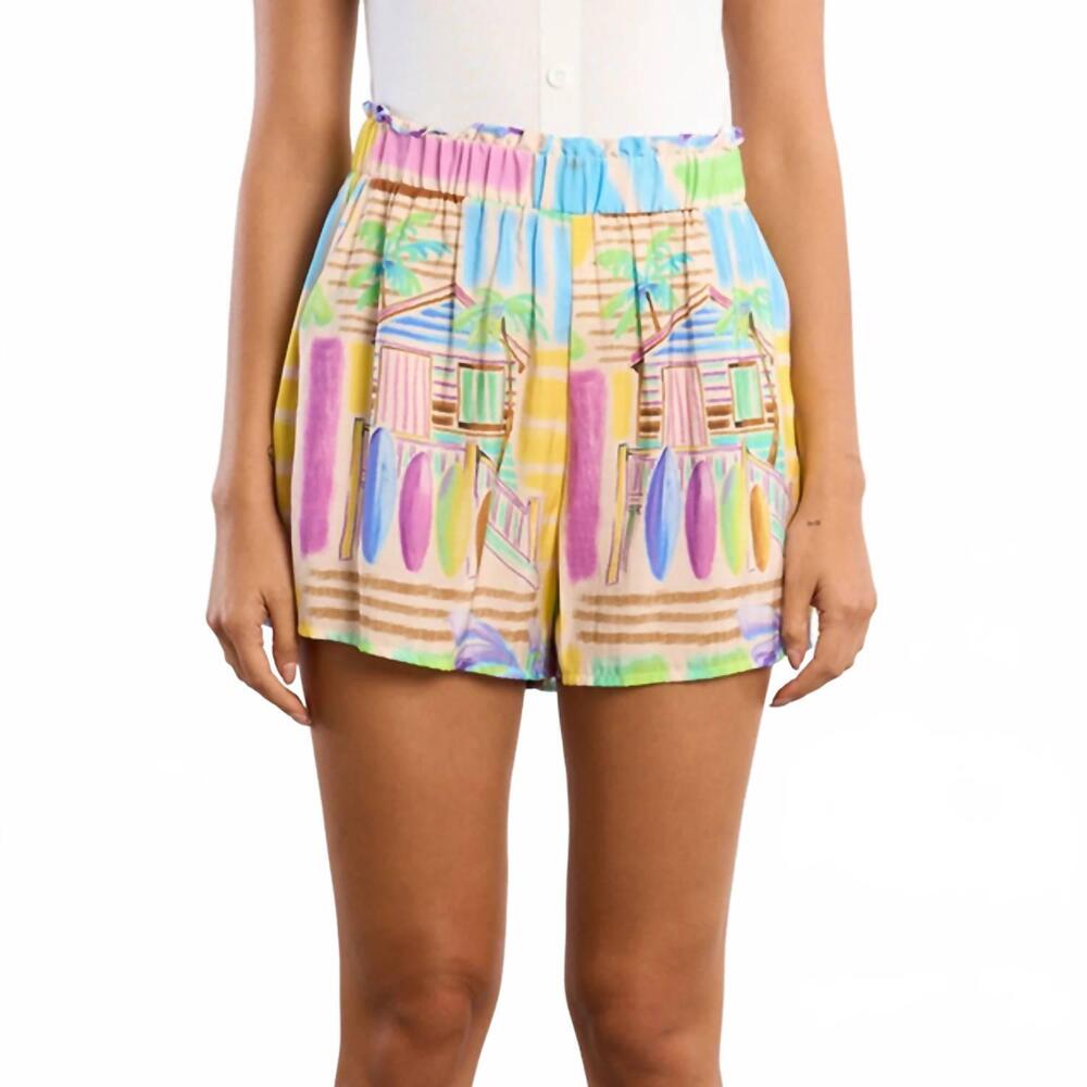 NEW LILI SIDONIO maui watercolor high waisted shorts in multicolor